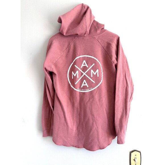 MAMA by Tiny Trucker Co. Hooded Sweatshirt Rose Women's Size LARGE - Picture 1 of 6